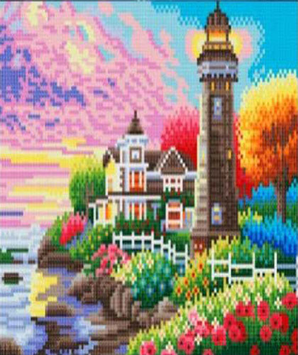 lighthouse by the water diamond painting